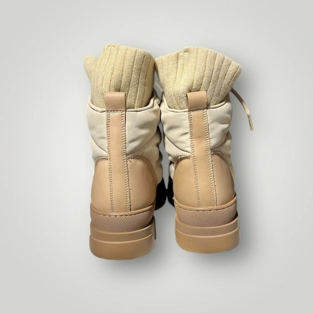 🌻Sam Edelman Reve Tabitha Moonbeam Leather Lace-Up Winter Boots Women's Size 8
